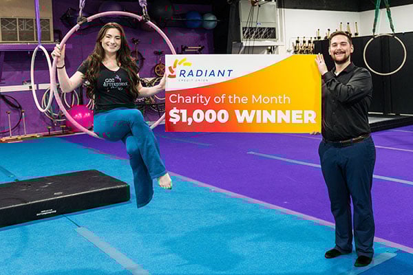 Charity of the Month check being presented to Gainesville Circus Center