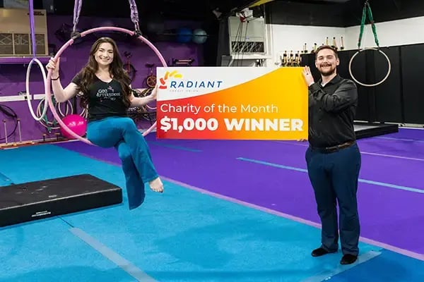 Charity of the Month check being presented to Gainesville Circus Center