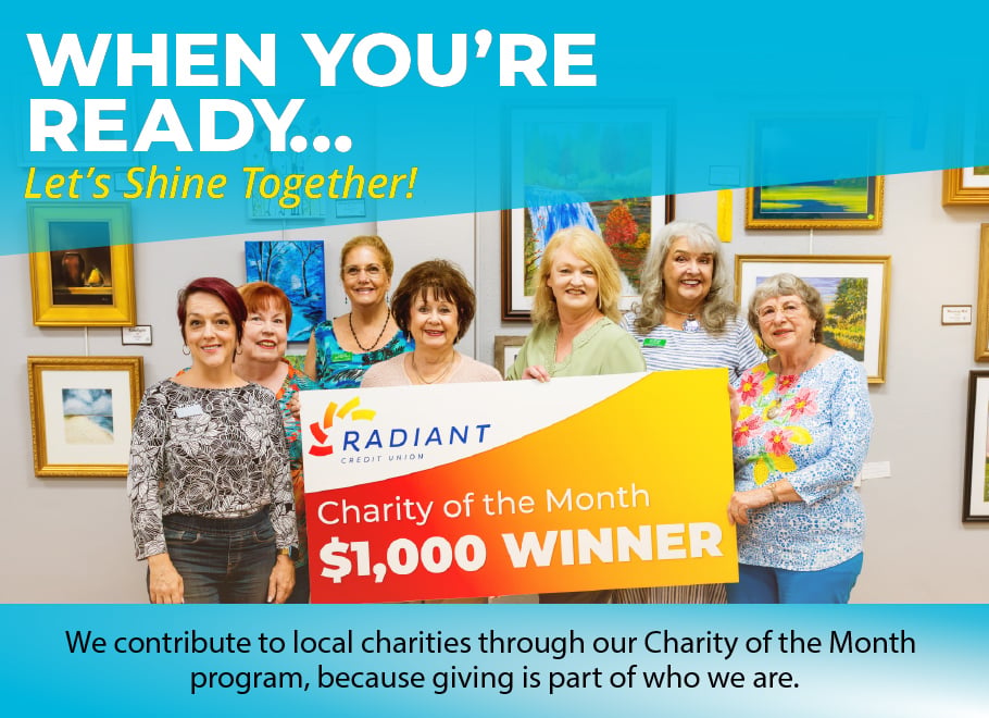 Image of ladies holding a $1000 Charity of the Month Check Image of ladies holding a $1000 Charity of the Month Check
