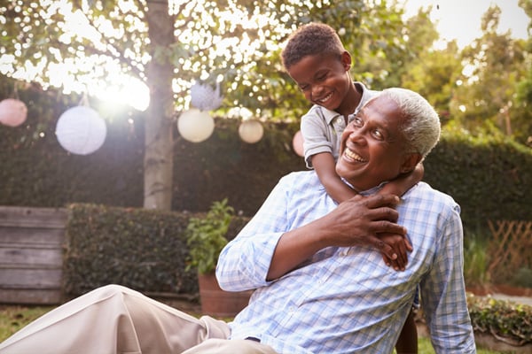 Father and son enjoying time together outdoors, feeling at ease and confident without financial stress or money worries