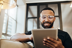 happy man on computer