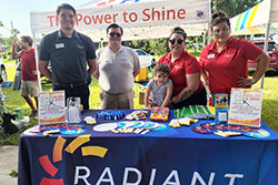 employees behind a radiant table