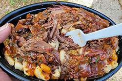 food from westfest, pulled pork and mac and cheese