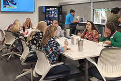 employees enjoying lunch