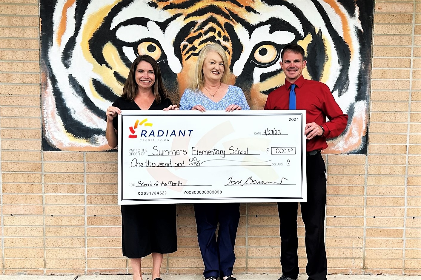 Summers Elementary check presentation