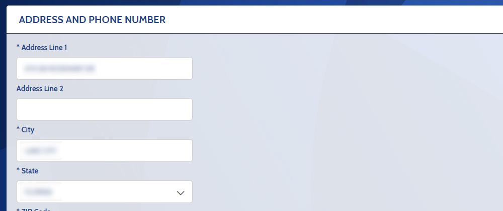 address and phone update page in ebanking