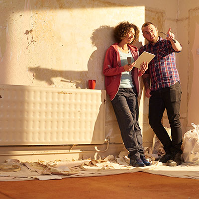 couple discussing renovations on their home